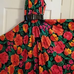 Beautiful, floral, tea length dress.